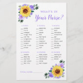 Zonnebloem Paarse bloemen Spuit Baby shower (Voorkant)