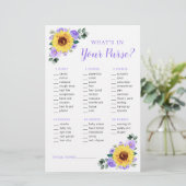 Zonnebloem Paarse bloemen Spuit Baby shower (Staand voorkant)