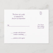 Zonnebloem Paarse Damast Bruiloft RSVP Briefkaart (Achterkant)