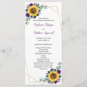 Zonnebloem Paarse Floral Geometric Wedding Programmakaart (Voorkant)