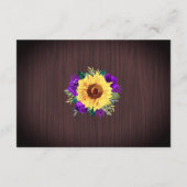 Zonnebloem Paarse Grenslichten Bruiloft Details Informatiekaartje (Achterkant)