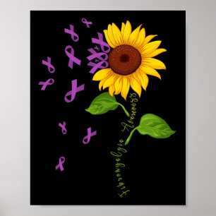 Zonnebloem Paarse lint fibromyalgie bewustzijn Ma Poster