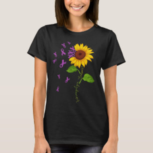 Zonnebloem Paarse lint fibromyalgie bewustzijn Ma T-shirt