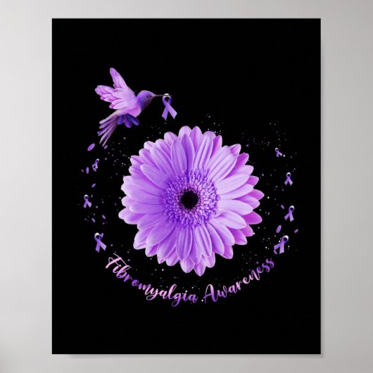Zonnebloem Paarse lint fibromyalgie bewustzijn Poster (Voorkant)