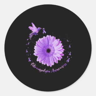 Zonnebloem Paarse lint fibromyalgie bewustzijn Ronde Sticker