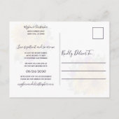 Zonnebloem Paarse Rozen Bruiloft Verander de datum Aankondigingskaart (Achterkant)