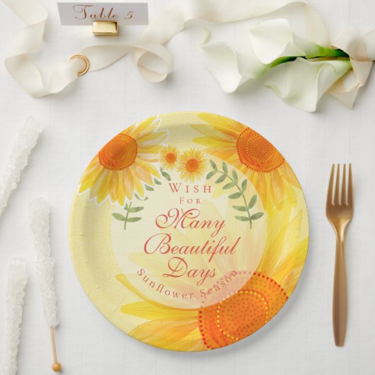 Zonnebloem Papieren Bordje (Huwelijk)