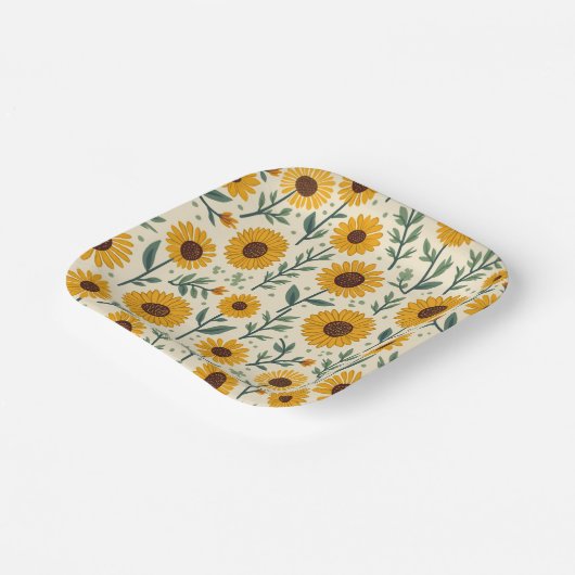 zonnebloem papieren bordje (Gebogen)