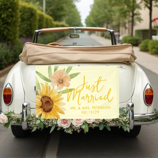 Zonnebloem Pas Getrouwd Auto Banner