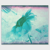 Zonnebloem Pastel Geel Blauwgroen Antiek Cadeaupapier (Vlak)