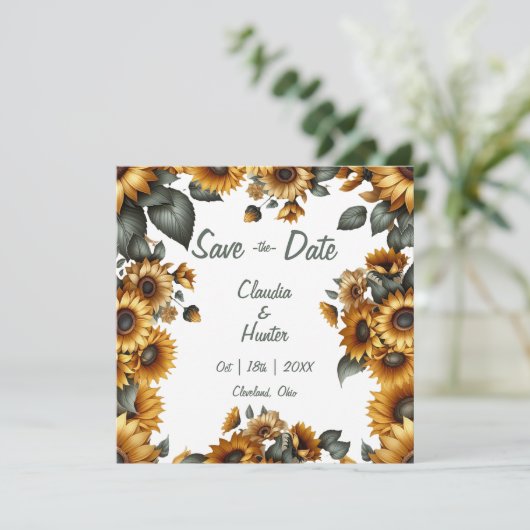 Zonnebloem Patch Bewaar de datum Save The Date (Staand voorkant)