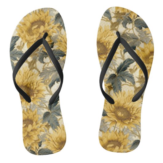 Zonnebloem patroon bloem teenslippers (Voetbed)
