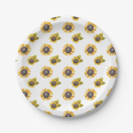 Zonnebloem Patroon Feestje Papieren Bordje