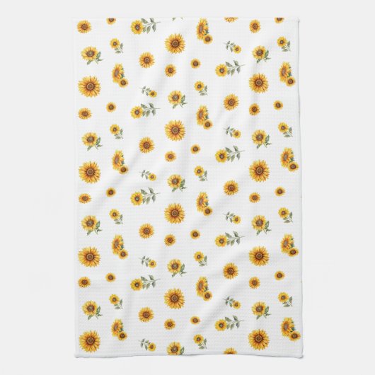 Zonnebloem patroon grote keukenhanddoek (Verticaal)