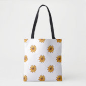Zonnebloem patroon hand getekend geel tote bag (Voorkant)