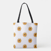 Zonnebloem patroon hand getekend geel tote bag (Achterkant)