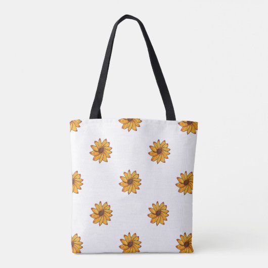 Zonnebloem patroon hand getekend geel tote bag (Achterkant)