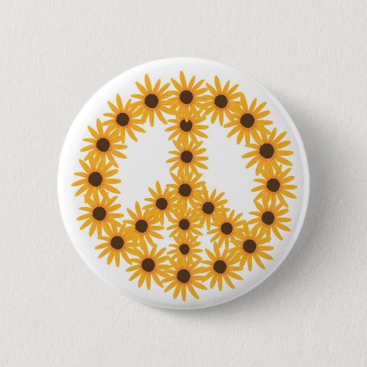 Zonnebloem Peace Sign knoppen Ronde Button 5,7 Cm (Voorkant)