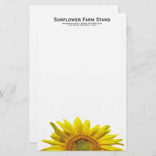 Zonnebloem Persoonlijk Schrijfpapier Briefpapier (Voorkant / Achterkant)