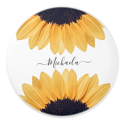 Zonnebloem - Persoonlijke benaming Keramische Knop (Voorkant)