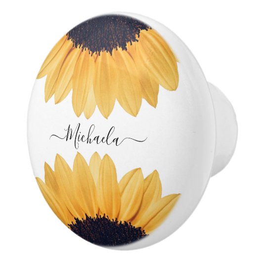 Zonnebloem - Persoonlijke benaming Keramische Knop (Rechts)