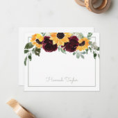 Zonnebloem - Persoonlijke benaming Notitiekaartje (Voorkant / Achterkant in situ)