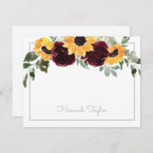 Zonnebloem - Persoonlijke benaming Notitiekaartje (Voorkant / Achterkant)