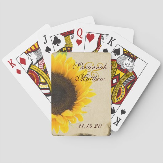 Zonnebloem Persoonlijke bruiloft Speelkaarten (Achterkant)