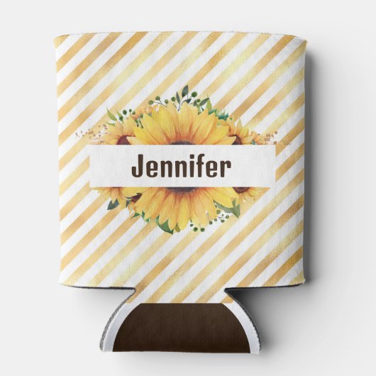 Zonnebloem Persoonlijke naam Tall Blikjeskoeler (Achterkant)