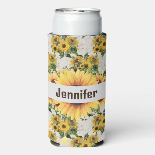 Zonnebloem Persoonlijke naam Tall Seltzer Koelbox Seltzer Blikjeskoeler (Seltzer Achterkant)