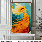 Zonnebloem Pet Modern Uniek Ongewoon Schilderij B8 Poster