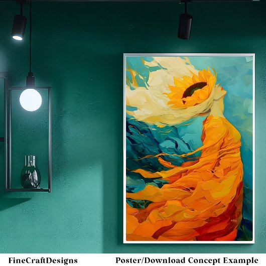 Zonnebloem Pet Modern Uniek Ongewoon Schilderij B8 Poster