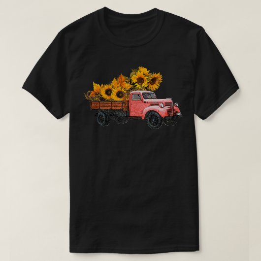 Zonnebloem Pick Up Vrachtwagen Boerderijdieren Lie T-shirt (Design voorkant)