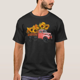 Zonnebloem Pick Up Vrachtwagen Boerderijdieren Lie T-shirt