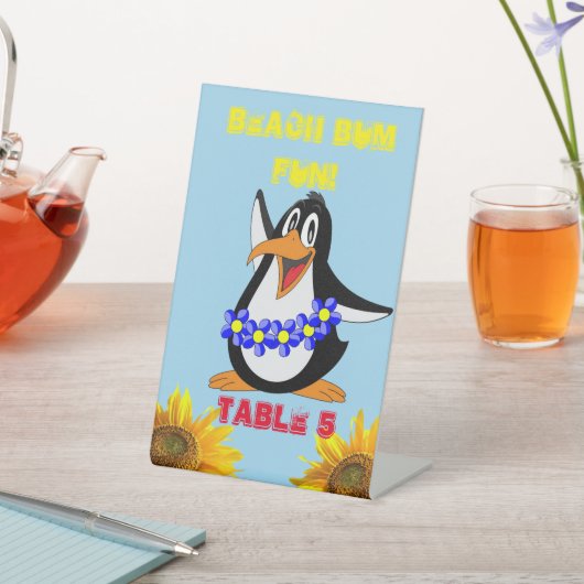 Zonnebloem Pinguïn Bloemen voetstuk Teken Reclamebord Met Voetstuk (Insitu)