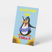 Zonnebloem Pinguïn Bloemen voetstuk Teken Reclamebord Met Voetstuk (Voorkant)