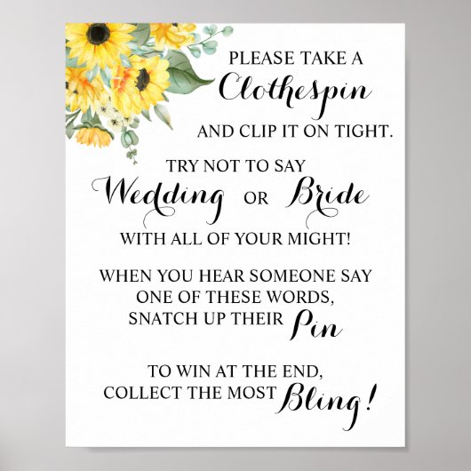 Zonnebloem Plaats een Vrijgezellenfeest met Clothe Poster (Voorkant)