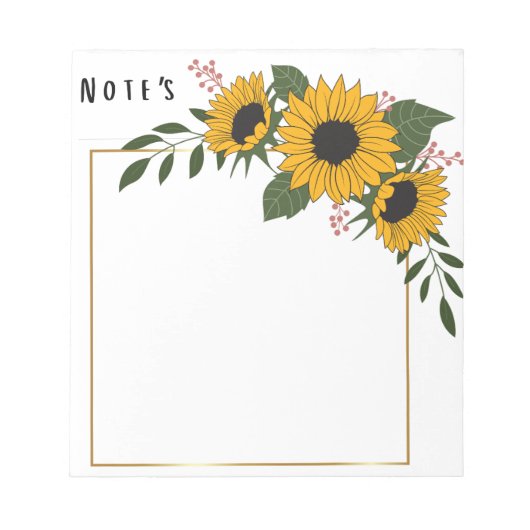 Zonnebloem plaknotities notitieblok (Voorkant)