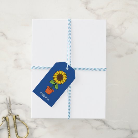 Zonnebloem Plant in een Pot Cadeaulabel (Met Touw)