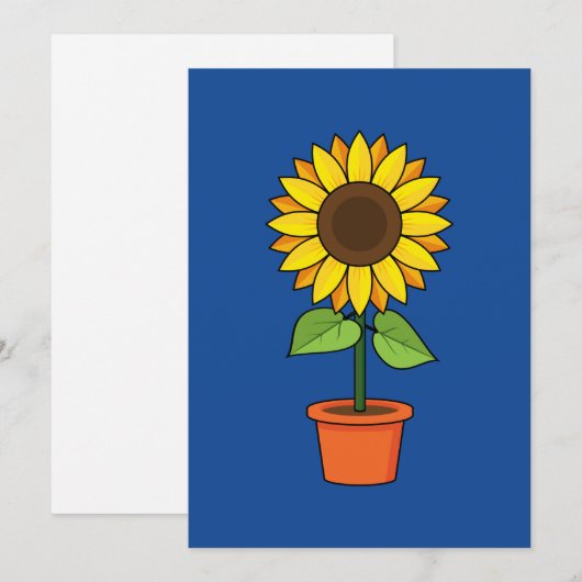 Zonnebloem Plant in een Pot Feestdagenkaart (Voorkant / Achterkant)