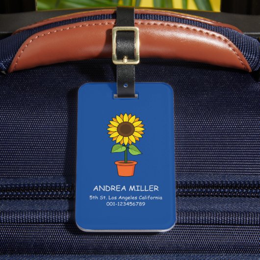 Zonnebloem Plant in een Pot Personaliseren Bagagelabel (Voorkant Insitu 2)