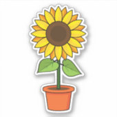 Zonnebloem Plant in een Pot Sticker (Voorkant)