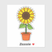 Zonnebloem Plant in een Pot Sticker (Vel)