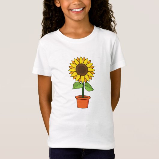 Zonnebloem Plant in een Pot T-shirt (Voorkant)