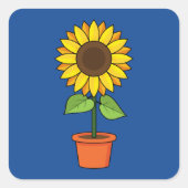 Zonnebloem Plant in een Pot Vierkante Sticker (Voorkant)