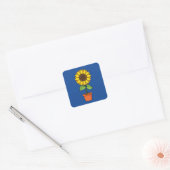 Zonnebloem Plant in een Pot Vierkante Sticker (Envelop)