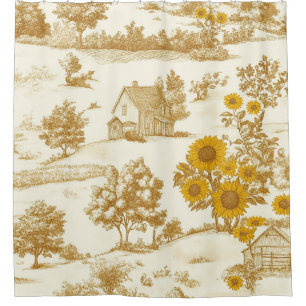 Zonnebloem Platteland Vintage Geel Toile (3) Douchegordijn