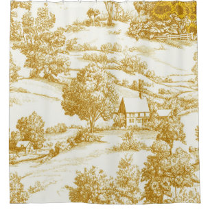 Zonnebloem Platteland Vintage Geel Toile (6) Douchegordijn