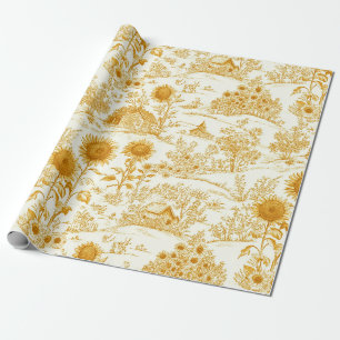 Zonnebloem Platteland Vintage Geel Toile Cadeaupapier
