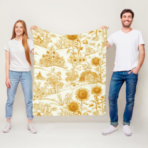 Zonnebloem Platteland Vintage Geel Toile Fleece Deken